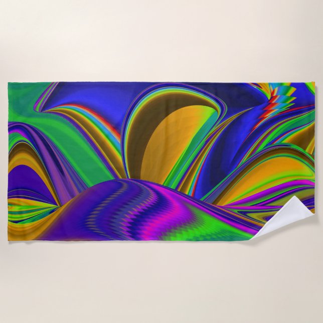 Summerrainbow , Abstract 3D Rainbowart Beach Towel (Front)