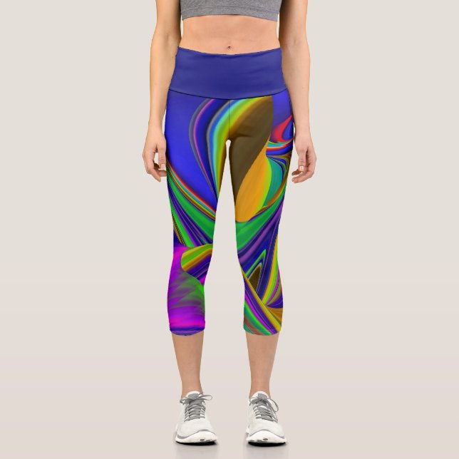 Summerrainbow , Abstract 3D Rainbowart Capri Leggings (Front)