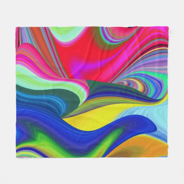 Summerrainbow , Abstract 3D Rainbowart Fleece Blanket (Front (Horizontal))