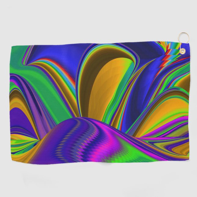 Summerrainbow , Abstract 3D Rainbowart Golf Towel (Horizontal)