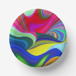 Summerrainbow , Abstract 3D Rainbowart Paper Plate