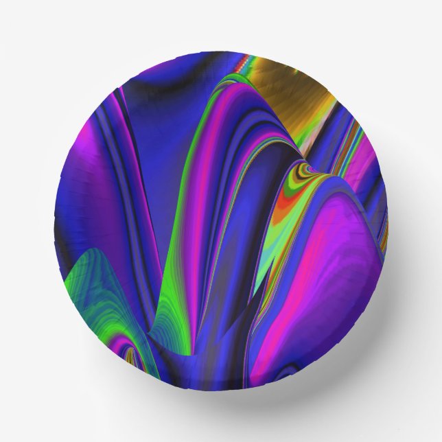 Summerrainbow , Abstract 3D Rainbowart Paper Plate (Front)