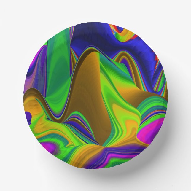 Summerrainbow , Abstract 3D Rainbowart Paper Plate (Front)