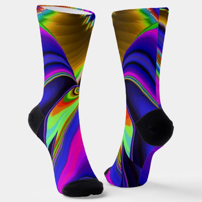 Summerrainbow , Abstract 3D Rainbowart Socks (Angled)