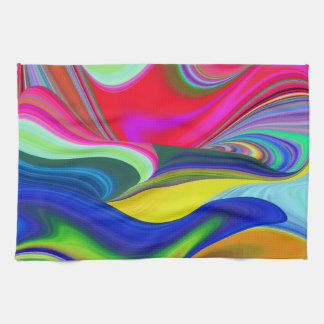 Summerrainbow , Abstract 3D Rainbowart Tea Towel
