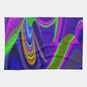 Summerrainbow , Abstract 3D Rainbowart Tea Towel