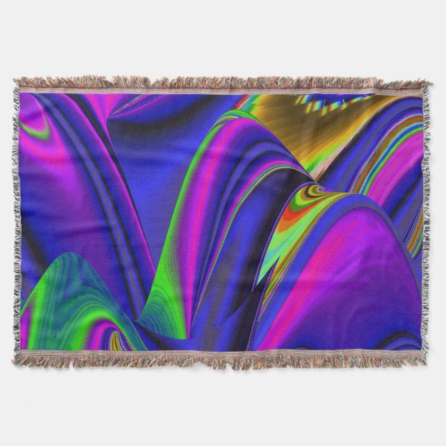 Summerrainbow , Abstract 3D Rainbowart Throw Blanket (Front)