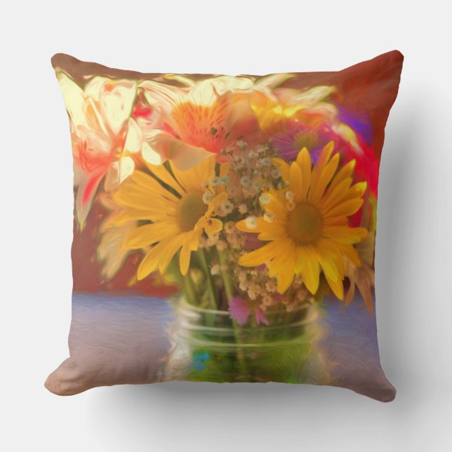 Summer's Bouquet Throw Pillow (Front)