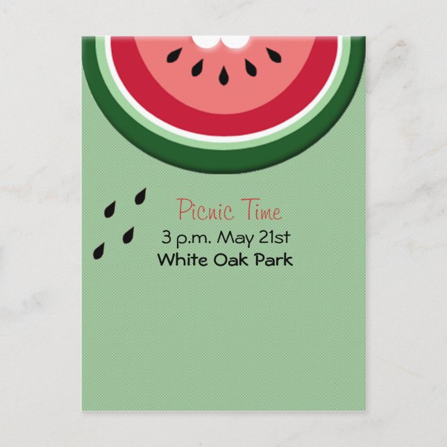 Summer's Juicy Watermelon Invitation Postcard (Front)