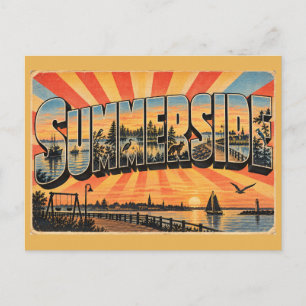 Summerside PEI Harbour Boardwalk Bay Art Postcard