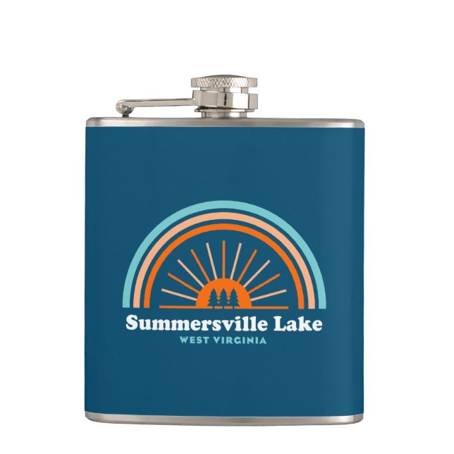 Summersville Lake West Virginia Rainbow Hip Flask (Front)