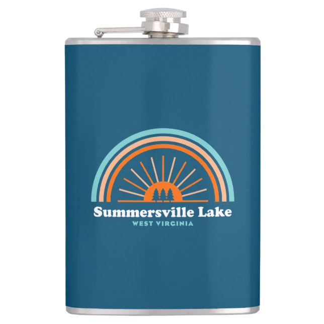 Summersville Lake West Virginia Rainbow Hip Flask (Front)