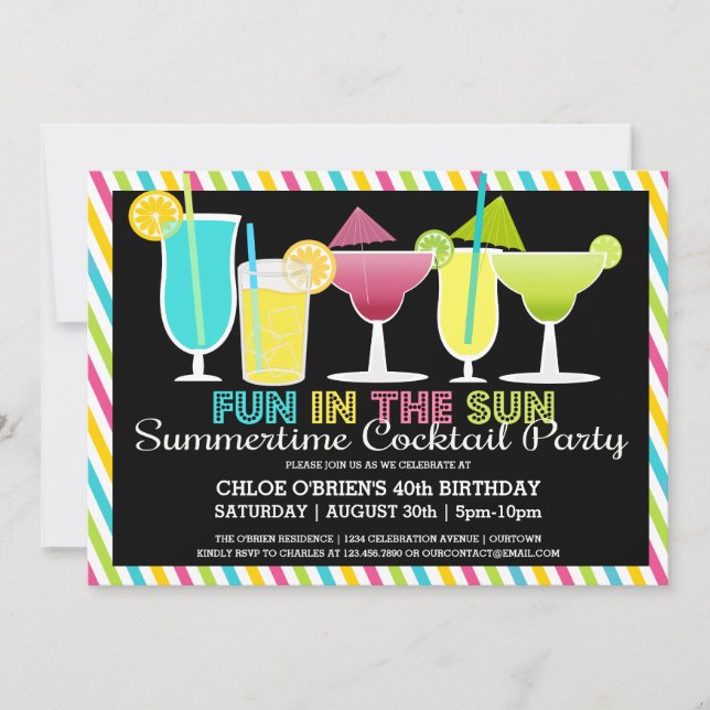 Summertime Cocktail Party Invitations (Front)