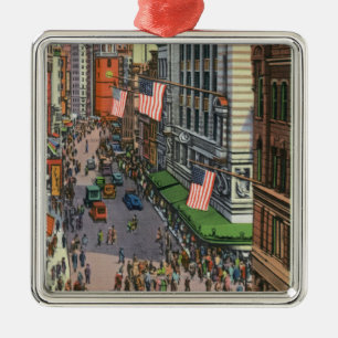 Summertime Crowds on Washington Street Metal Tree Decoration