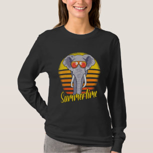 Summertime Elephant Retro Sunset Beach Vacation El T-Shirt