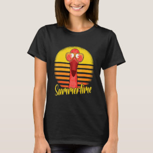Summertime Flamingo Retro Sunset Beach Vacation Fl T-Shirt