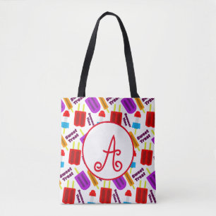 Summertime Frozen Juice Bar Monogram Tote Bag