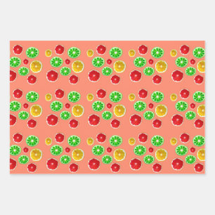 Summertime fruit colourful fruity pattern wrapping paper sheet