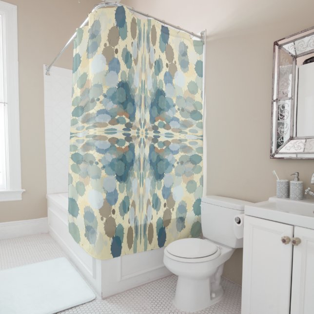 Summertime Fun Ocean Spray Splatter Abstract Art  Shower Curtain (In Situ)