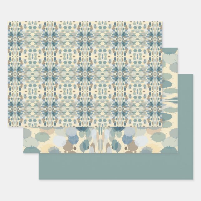 Summertime Fun Ocean Spray Splatter Abstract Art  Wrapping Paper Sheet (Set)