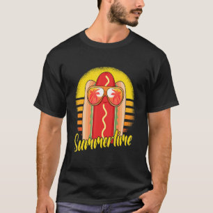 Summertime Hotdog Retro Sunset Beach Vacation Hotd T-Shirt