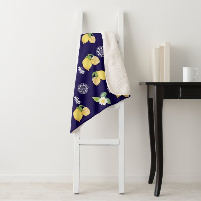 Summertime Lemons Sherpa Blanket (In Situ)