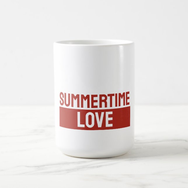Summertime Love Minimalist Modern Plain Red White Coffee Mug (Center)