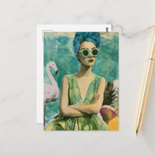 summertime Mixed Media Collage Postcard