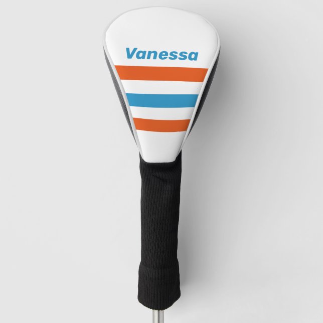 Summertime Nostalgic Across Striping with Name Golf Head Cover (Front)