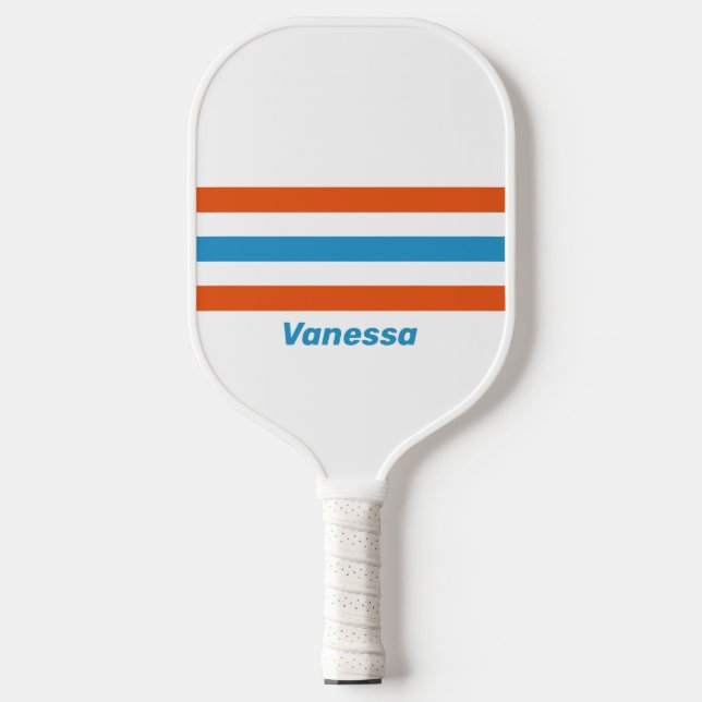 Summertime Nostalgic Across Striping with Name Pickleball Paddle (Front)