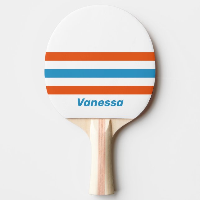 Summertime Nostalgic Across Striping with Name Ping Pong Paddle (Front)