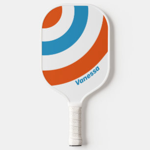 Summertime Nostalgic Circle Stripe with Name Pickleball Paddle