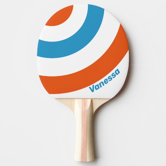 Summertime Nostalgic Circle Stripe with Name Ping Pong Paddle (Front)
