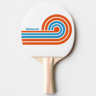 Summertime Nostalgic Curl Stripes with Name Ping Pong Paddle