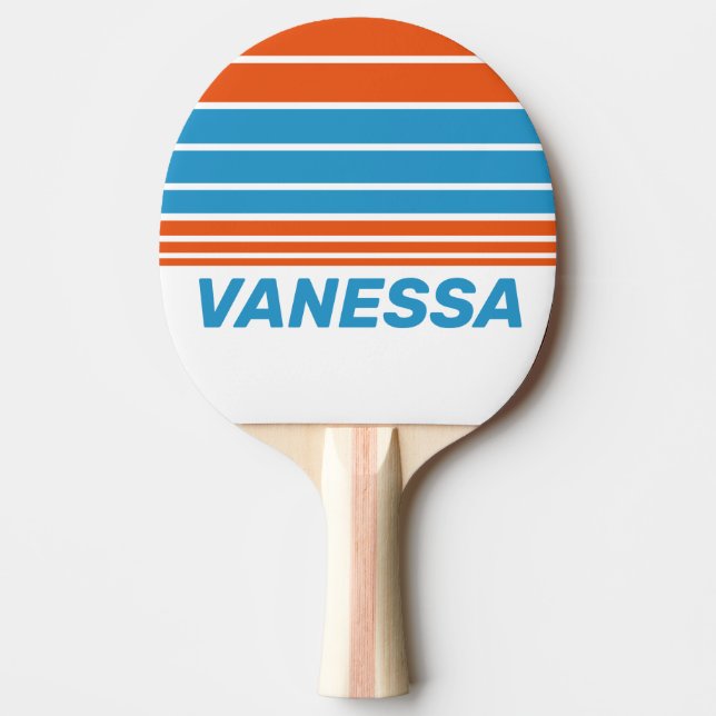 Summertime Nostalgic Horizon Striping with Name Ping Pong Paddle (Front)