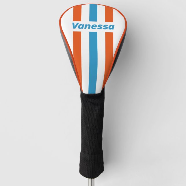 Summertime Nostalgic Pin Stripes with Name Golf Head Cover (Front)