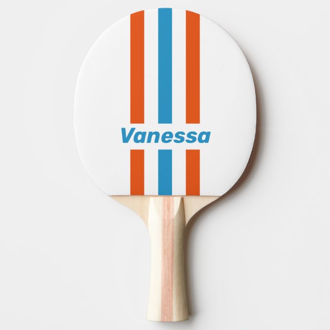 Summertime Nostalgic Pin Stripes with Name Ping Pong Paddle (Front)