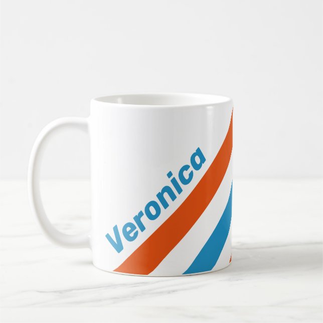 Summertime Nostalgic Stripes with Name Coffee Mug (Left)