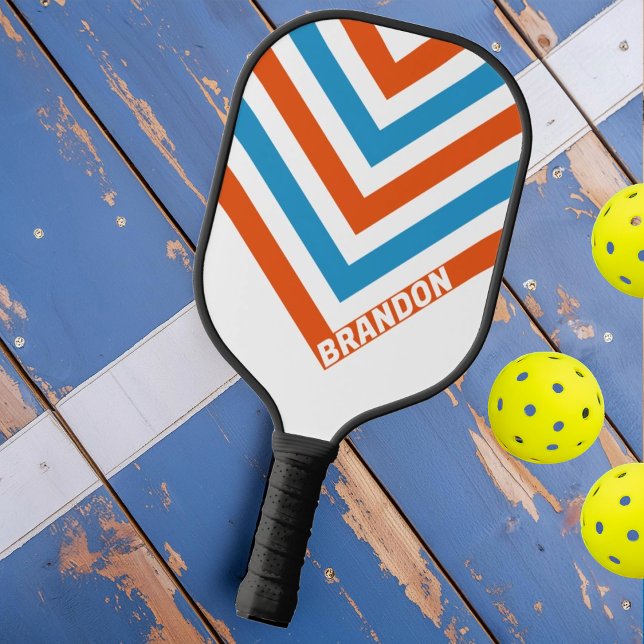 Summertime Nostalgic Vintage Chevron with Name Pickleball Paddle (Creator Uploaded)