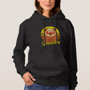 Summertime Otter Retro Sunset Beach Vacation Otter Hoodie