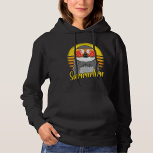 Summertime Penguin Retro Sunset Beach Vacation Pen Hoodie