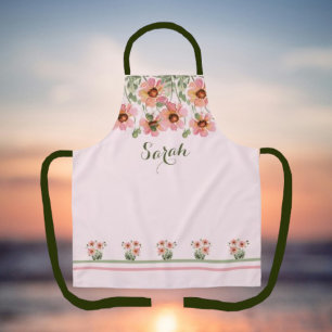 Summertime Personalised Name Pink Floral Apron