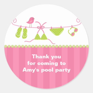 Summertime Pink and Green Bathing Suit Stickers
