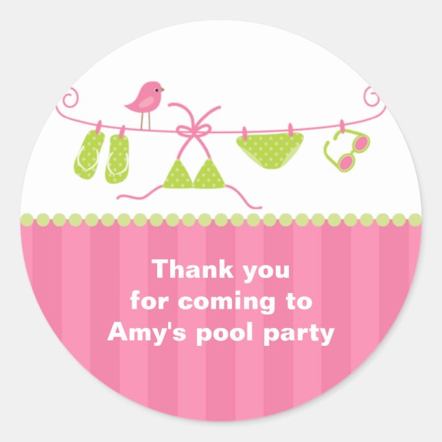 Summertime Pink and Green Bathing Suit Stickers (Front)