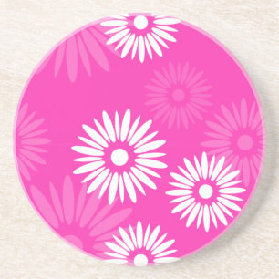 Summertime pink flowers coaster