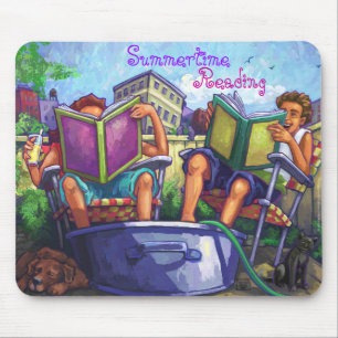 Summertime Reading Art Mouse Pad
