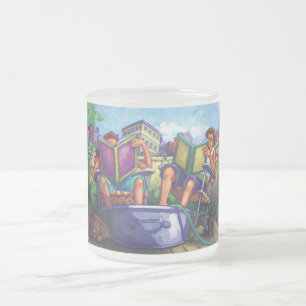 Summertime Reading Frosted Glass Coffee Mug