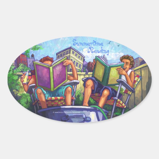 Summertime Reading Oval Sticker (Front)
