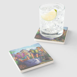 Summertime Reading Stone Coaster