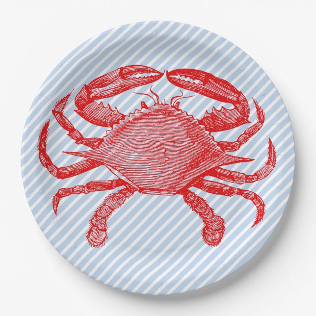 Summertime Seafood Crab Picnic Paper Plate (Front)